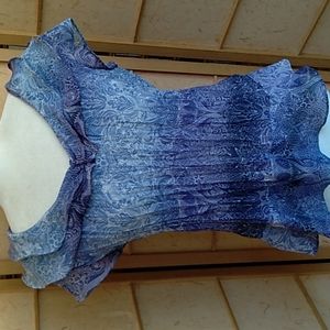 Allison Taylor blue and purple floral blouse size L